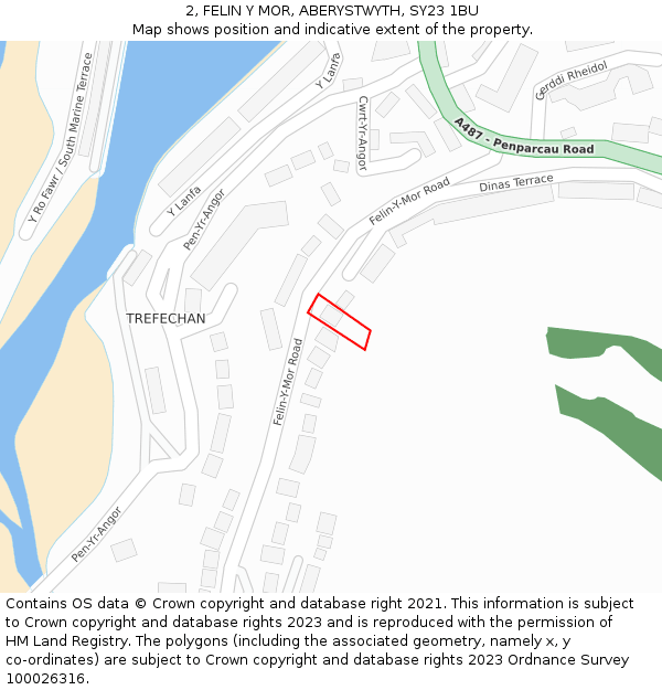 2, FELIN Y MOR, ABERYSTWYTH, SY23 1BU: Location map and indicative extent of plot