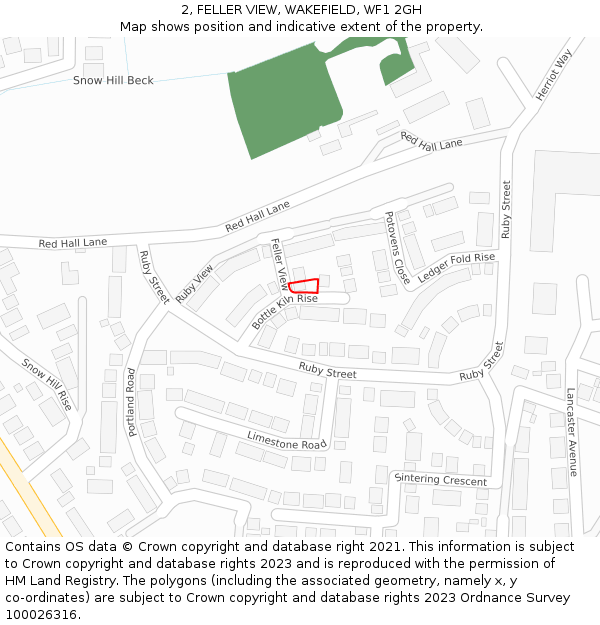 2, FELLER VIEW, WAKEFIELD, WF1 2GH: Location map and indicative extent of plot