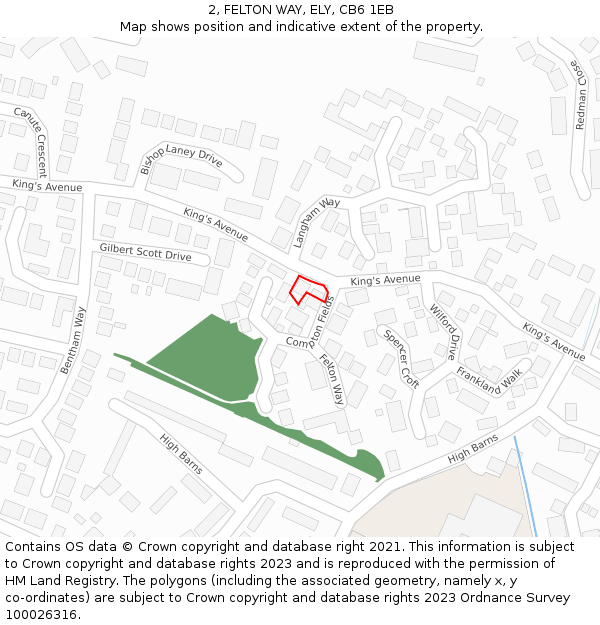 2, FELTON WAY, ELY, CB6 1EB: Location map and indicative extent of plot