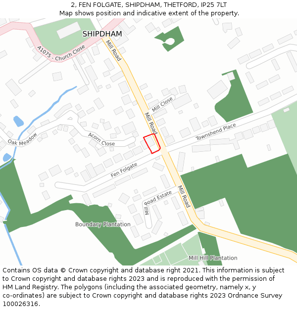 2, FEN FOLGATE, SHIPDHAM, THETFORD, IP25 7LT: Location map and indicative extent of plot