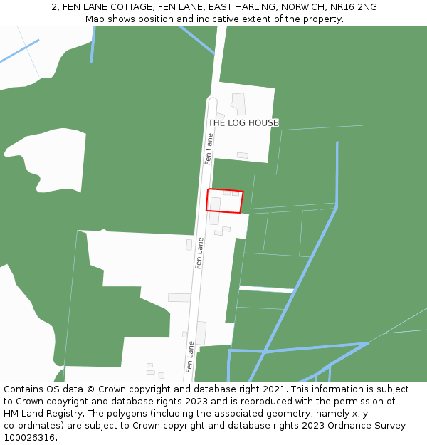 2, FEN LANE COTTAGE, FEN LANE, EAST HARLING, NORWICH, NR16 2NG: Location map and indicative extent of plot