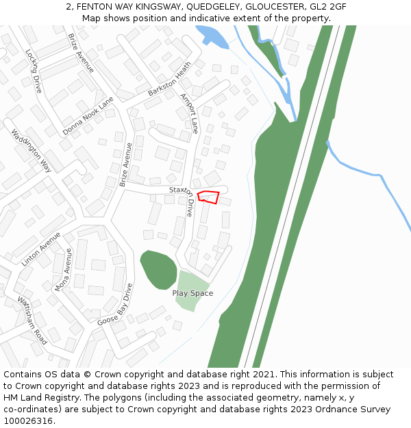 2, FENTON WAY KINGSWAY, QUEDGELEY, GLOUCESTER, GL2 2GF: Location map and indicative extent of plot