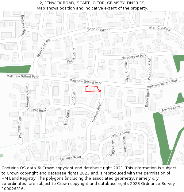 2, FENWICK ROAD, SCARTHO TOP, GRIMSBY, DN33 3SJ: Location map and indicative extent of plot