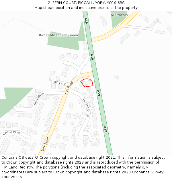 2, FERN COURT, RICCALL, YORK, YO19 6RS: Location map and indicative extent of plot