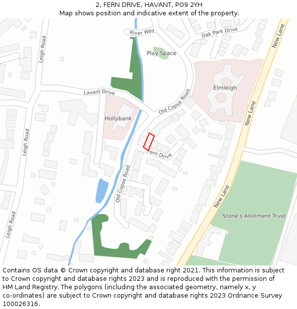 2, FERN DRIVE, HAVANT, PO9 2YH: Location map and indicative extent of plot