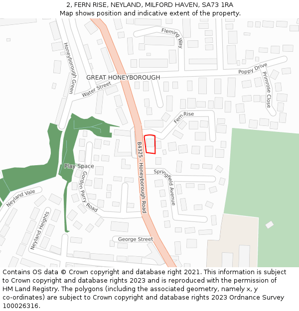 2, FERN RISE, NEYLAND, MILFORD HAVEN, SA73 1RA: Location map and indicative extent of plot