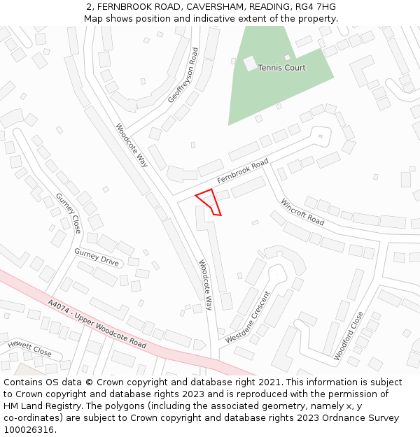2, FERNBROOK ROAD, CAVERSHAM, READING, RG4 7HG: Location map and indicative extent of plot