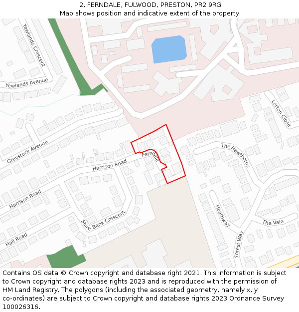 2, FERNDALE, FULWOOD, PRESTON, PR2 9RG: Location map and indicative extent of plot