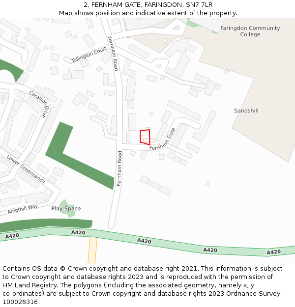 2, FERNHAM GATE, FARINGDON, SN7 7LR: Location map and indicative extent of plot