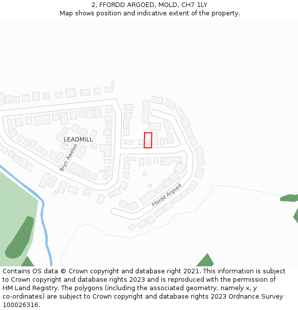 2, FFORDD ARGOED, MOLD, CH7 1LY: Location map and indicative extent of plot
