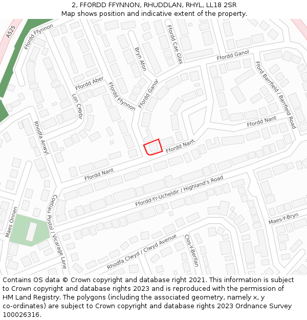 2, FFORDD FFYNNON, RHUDDLAN, RHYL, LL18 2SR: Location map and indicative extent of plot