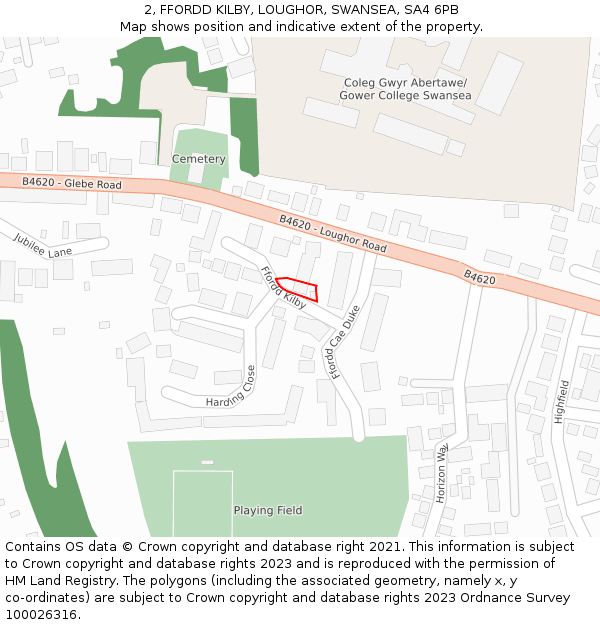 2, FFORDD KILBY, LOUGHOR, SWANSEA, SA4 6PB: Location map and indicative extent of plot