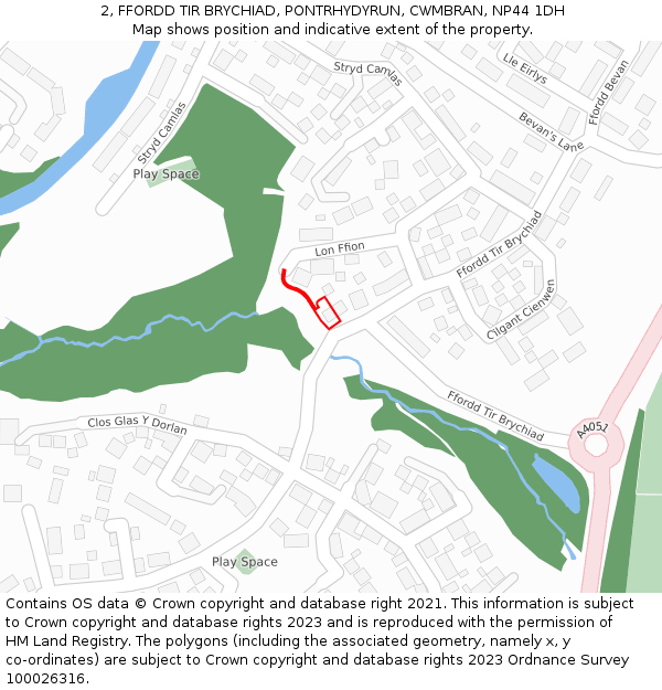 2, FFORDD TIR BRYCHIAD, PONTRHYDYRUN, CWMBRAN, NP44 1DH: Location map and indicative extent of plot