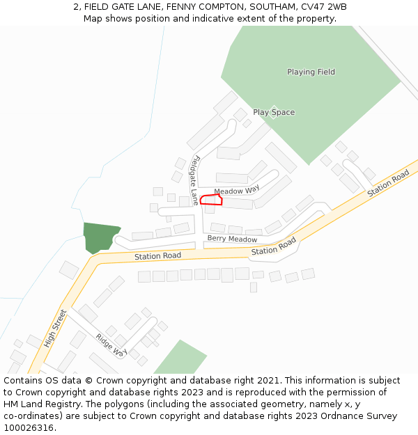 2, FIELD GATE LANE, FENNY COMPTON, SOUTHAM, CV47 2WB: Location map and indicative extent of plot