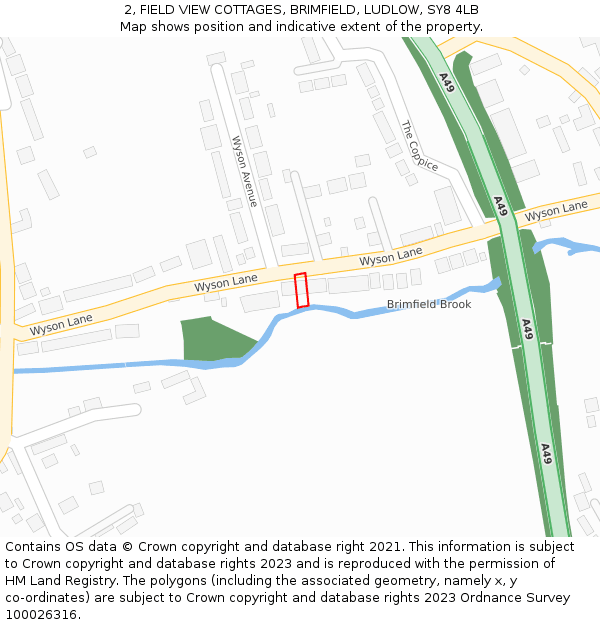 2, FIELD VIEW COTTAGES, BRIMFIELD, LUDLOW, SY8 4LB: Location map and indicative extent of plot