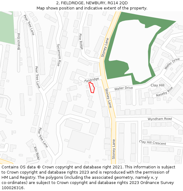 2, FIELDRIDGE, NEWBURY, RG14 2QD: Location map and indicative extent of plot