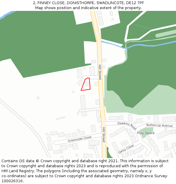 2, FINNEY CLOSE, DONISTHORPE, SWADLINCOTE, DE12 7PF: Location map and indicative extent of plot