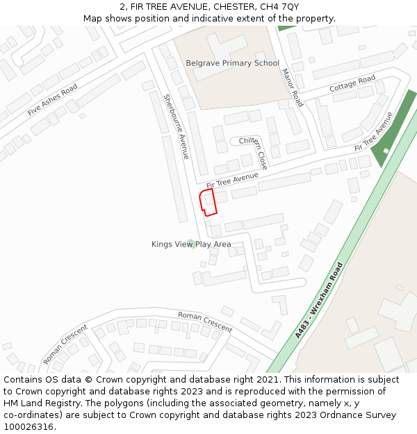 2, FIR TREE AVENUE, CHESTER, CH4 7QY: Location map and indicative extent of plot