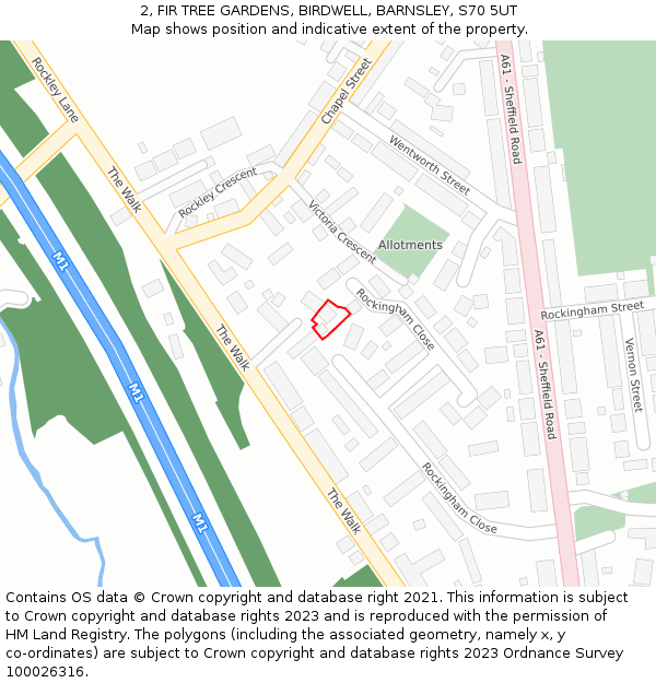 2, FIR TREE GARDENS, BIRDWELL, BARNSLEY, S70 5UT: Location map and indicative extent of plot