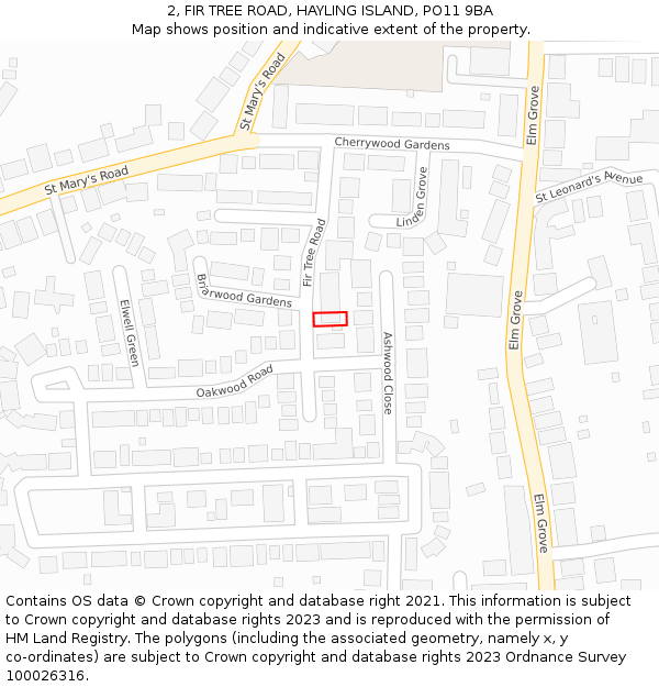 2, FIR TREE ROAD, HAYLING ISLAND, PO11 9BA: Location map and indicative extent of plot