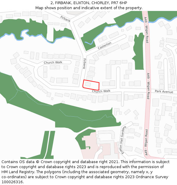 2, FIRBANK, EUXTON, CHORLEY, PR7 6HP: Location map and indicative extent of plot