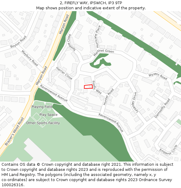 2, FIREFLY WAY, IPSWICH, IP3 9TP: Location map and indicative extent of plot