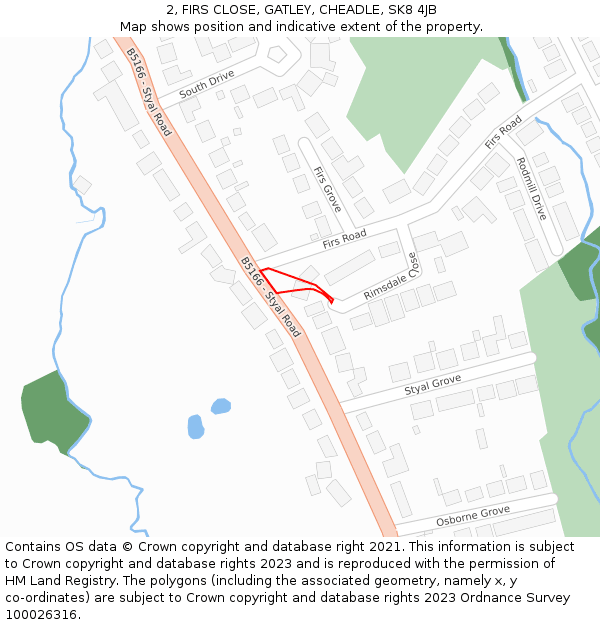2, FIRS CLOSE, GATLEY, CHEADLE, SK8 4JB: Location map and indicative extent of plot