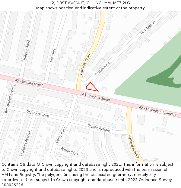 2, FIRST AVENUE, GILLINGHAM, ME7 2LG: Location map and indicative extent of plot