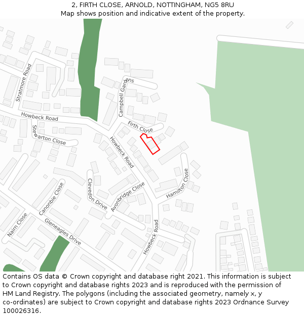 2, FIRTH CLOSE, ARNOLD, NOTTINGHAM, NG5 8RU: Location map and indicative extent of plot