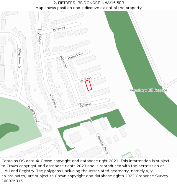 2, FIRTREES, BRIDGNORTH, WV15 5EB: Location map and indicative extent of plot