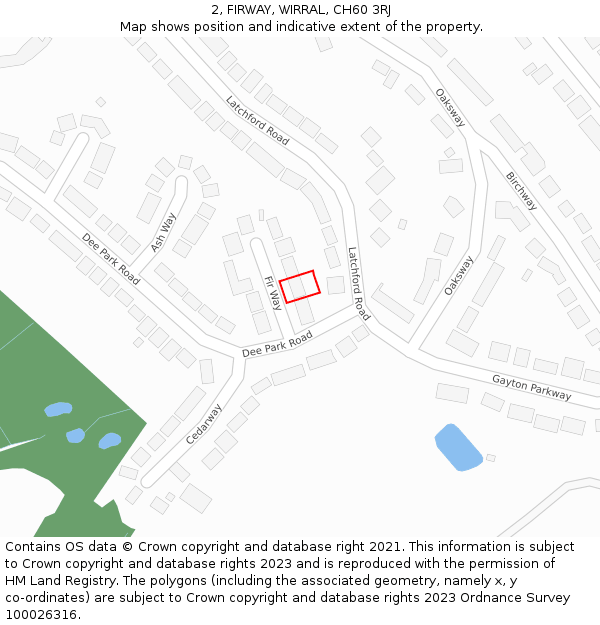 2, FIRWAY, WIRRAL, CH60 3RJ: Location map and indicative extent of plot