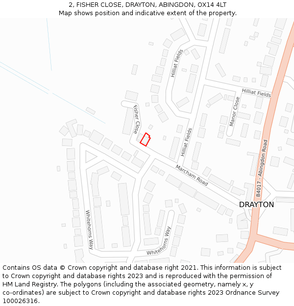 2, FISHER CLOSE, DRAYTON, ABINGDON, OX14 4LT: Location map and indicative extent of plot