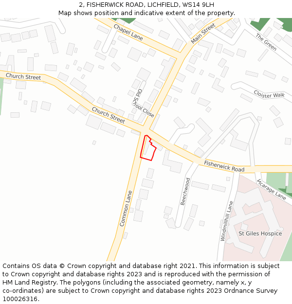 2, FISHERWICK ROAD, LICHFIELD, WS14 9LH: Location map and indicative extent of plot