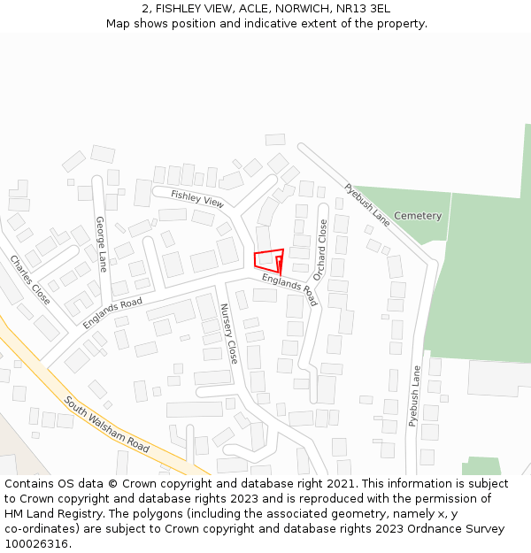 2, FISHLEY VIEW, ACLE, NORWICH, NR13 3EL: Location map and indicative extent of plot