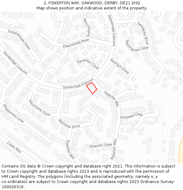2, FISKERTON WAY, OAKWOOD, DERBY, DE21 2HQ: Location map and indicative extent of plot