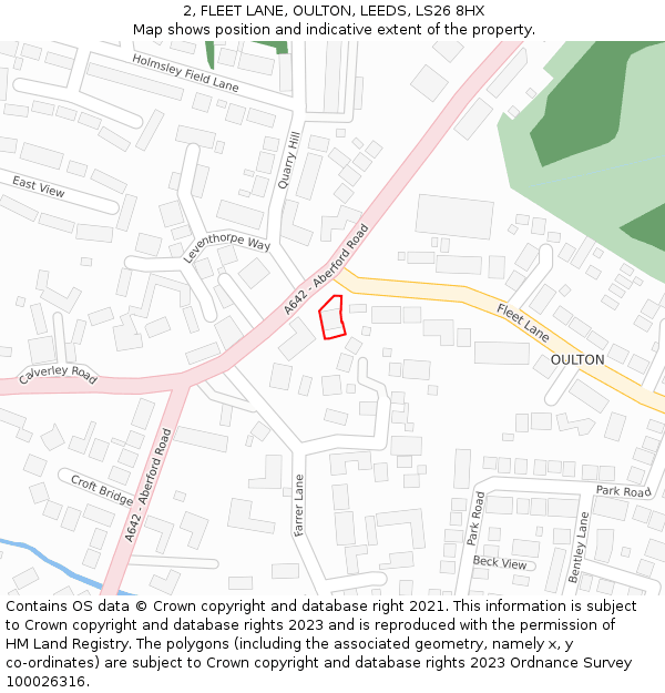 2, FLEET LANE, OULTON, LEEDS, LS26 8HX: Location map and indicative extent of plot