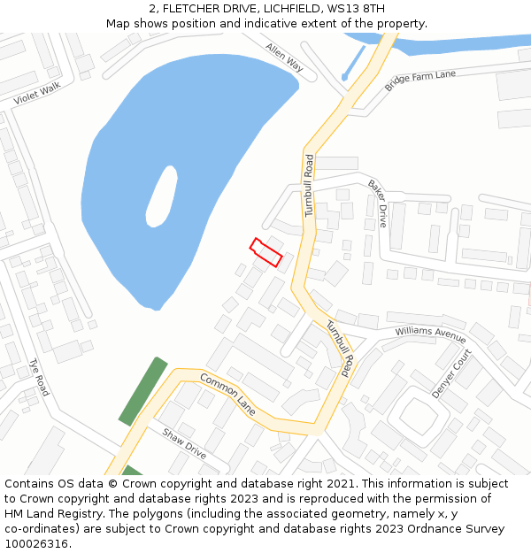 2, FLETCHER DRIVE, LICHFIELD, WS13 8TH: Location map and indicative extent of plot