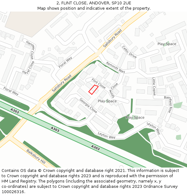 2, FLINT CLOSE, ANDOVER, SP10 2UE: Location map and indicative extent of plot