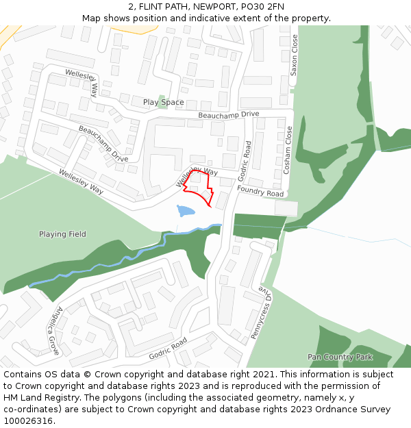 2, FLINT PATH, NEWPORT, PO30 2FN: Location map and indicative extent of plot