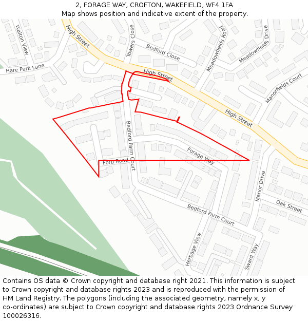 2, FORAGE WAY, CROFTON, WAKEFIELD, WF4 1FA: Location map and indicative extent of plot