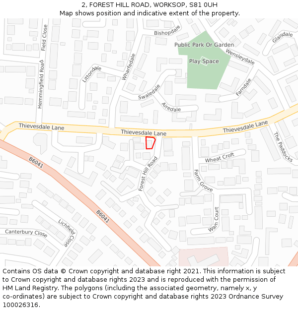 2, FOREST HILL ROAD, WORKSOP, S81 0UH: Location map and indicative extent of plot