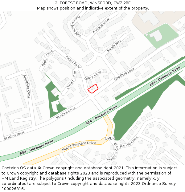 2, FOREST ROAD, WINSFORD, CW7 2RE: Location map and indicative extent of plot