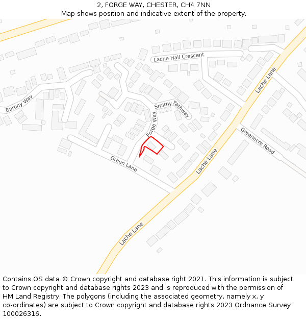 2, FORGE WAY, CHESTER, CH4 7NN: Location map and indicative extent of plot