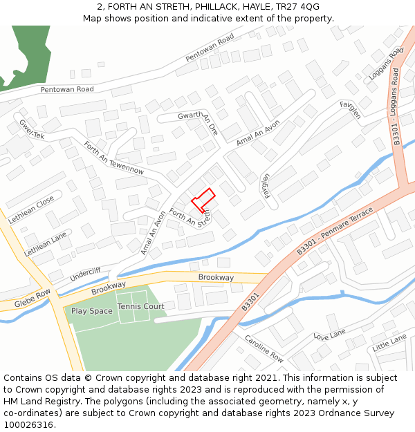 2, FORTH AN STRETH, PHILLACK, HAYLE, TR27 4QG: Location map and indicative extent of plot