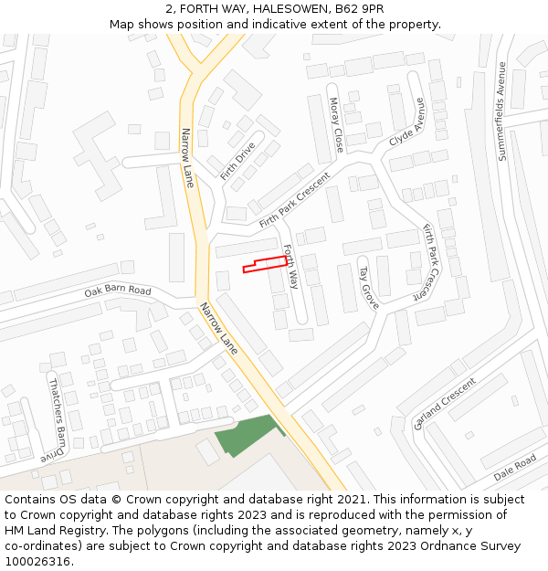 2, FORTH WAY, HALESOWEN, B62 9PR: Location map and indicative extent of plot