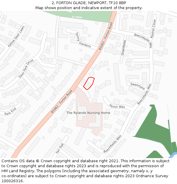 2, FORTON GLADE, NEWPORT, TF10 8BP: Location map and indicative extent of plot