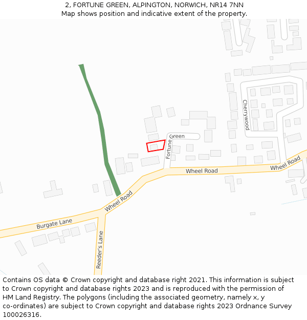 2, FORTUNE GREEN, ALPINGTON, NORWICH, NR14 7NN: Location map and indicative extent of plot