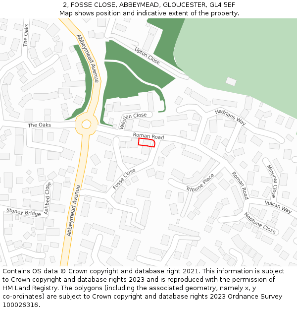 2, FOSSE CLOSE, ABBEYMEAD, GLOUCESTER, GL4 5EF: Location map and indicative extent of plot