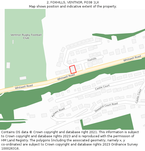 2, FOXHILLS, VENTNOR, PO38 1LX: Location map and indicative extent of plot