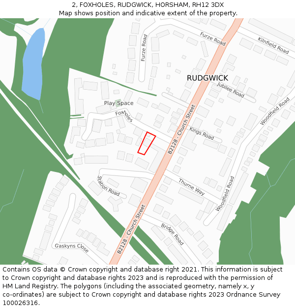 2, FOXHOLES, RUDGWICK, HORSHAM, RH12 3DX: Location map and indicative extent of plot